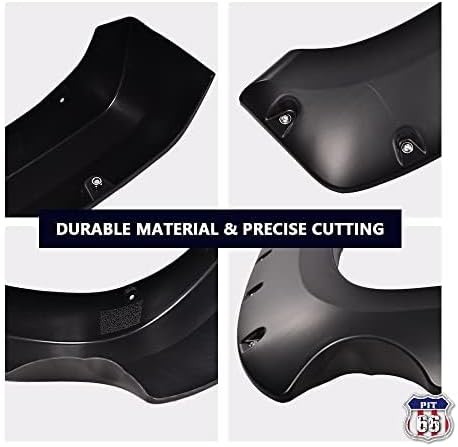 PIT66 Fender Flares, Fit 07-13 Chevy Silverado 1500 (ONLY Fit 5'8" Bed, NOT Fit 6.5'/8' Bed, NOT FIT Z71,Not Fit GMC Sierra) Riveted Style Paintable Smooth Matte Black Pocket Wheel Flares Set, 4 Pcs