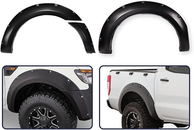 6PCS Fender Flares Fit Ford Ranger 2011 2012 2013 2014 2015 2016 Smooth Riveted Style Wheel Trim Accesorios