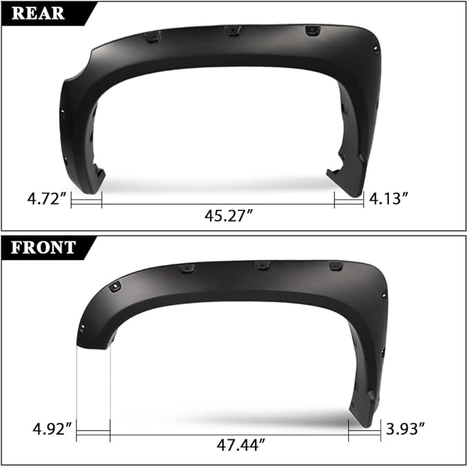 DOTCOM Fender Flares,Compatible with 2014-2021 Toyota Tundra,Wheel Arch Cover Trim Fender Splash Shield,Black Paintable Matte Pocket Smooth Riveted Style 4PCS