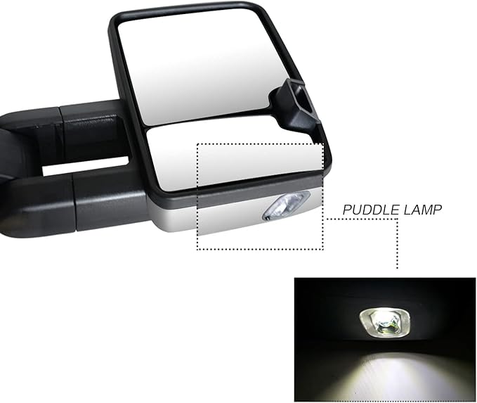 Towing Mirrors Compatible for 2014-2018 for Chevy Silverado GMC Sierra Rear View Mirrors Chrome cap with Power Heated Turn Signal Light (Set of 2)