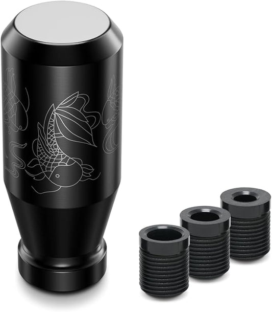 （Black） Koi Pond Manual Universal Gear Shift Knobs 3 Adapters Included Fit Compatible with Mazda Tacoma STi Nismo 2004 Honda Accord Subaru