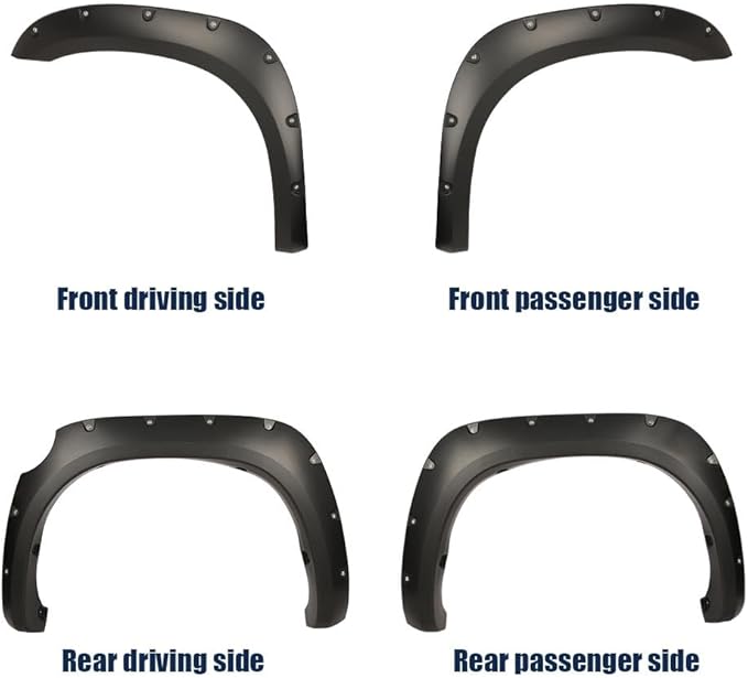 DOTCOM Fender Flares,Compatible with Toyota Tundra 2007-2013,Wheel Arch Cover Trim,Paintable Matte Pocket Smooth Riveted Style 4PCS