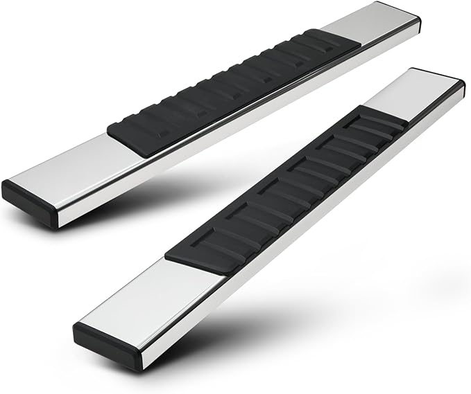 M-Auto 6.75" Running Boards Side Step Bars Compatible with 2019-2025 Chevy Silverado GMC Sierra 1500 2500HD 3500HD Regular Cab, Stainless Steel Side Step Nerf Bars, Polished Chrome