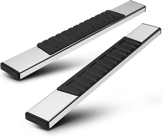 M-Auto 6.75" Running Boards Side Step Bars Compatible with 2019-2025 Chevy Silverado GMC Sierra 1500 2500HD 3500HD Regular Cab, Stainless Steel Side Step Nerf Bars, Polished Chrome