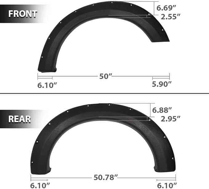 4PCS Fender Flares Fit for Ford F150 Styleside 2004-2008 & 2007-2008 Lincoln Mark LT with 66.0"/ 67.0"/ 78.0"/ 96.0" Bed Length Models Only Textured Rivet Style Wheel Cover Accessories