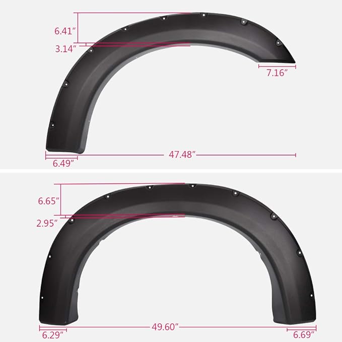 CHEDA Pocket Rivet Style Fender Flares Compatible with 1999 2000 2001 2002 2003 2004 2005 2006 2007 F250 F350 Ford Super Duty 4pcs