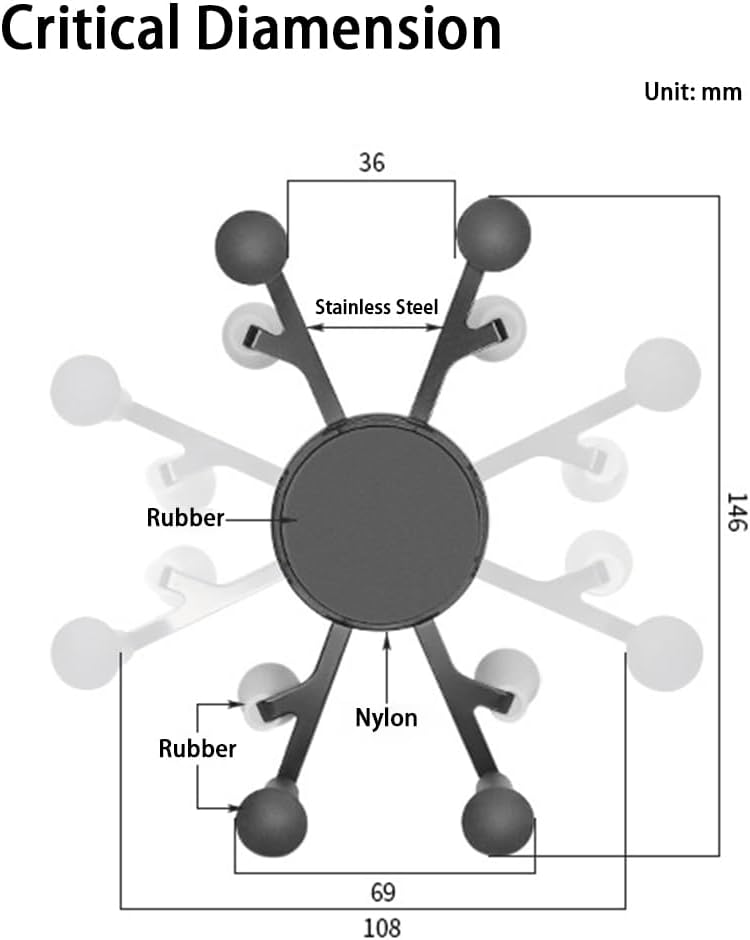 Strg Phone Holder with Composite Double Socket Arm(Medium) Compatible with RAM B Size 1" Ball Components, All Phones Motorcycle Bike Handlebar Phone Mount