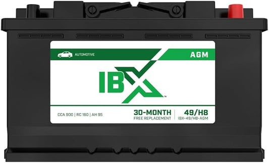 Interstate Batteries IBX Automotive Battery 12V 95Ah (Group Size H8, 49) 900CCA SLI AGM Auto Replacement Battery for Cars, SUVs, Sedans, Trucks (IBX-49/H8-AGM)