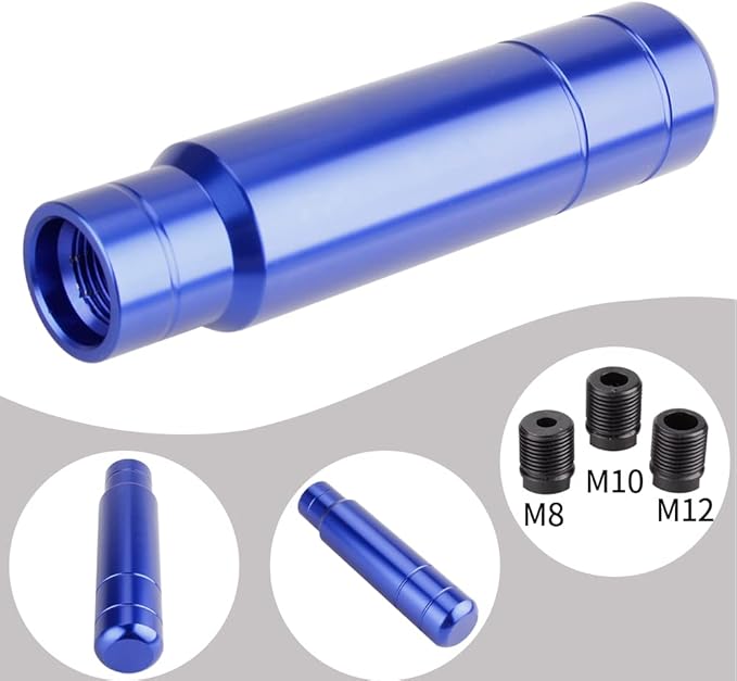 BARTOO Aluminum Alloy Heavy Weighted Shifter Knob, 5" Auto Gear Shift Knob, Car Gear Lever Stick Shifter Handle,with 3 Threaded Adapters M8 M10 M12,Fit Most Automatic Manual Vehicle (Blue)