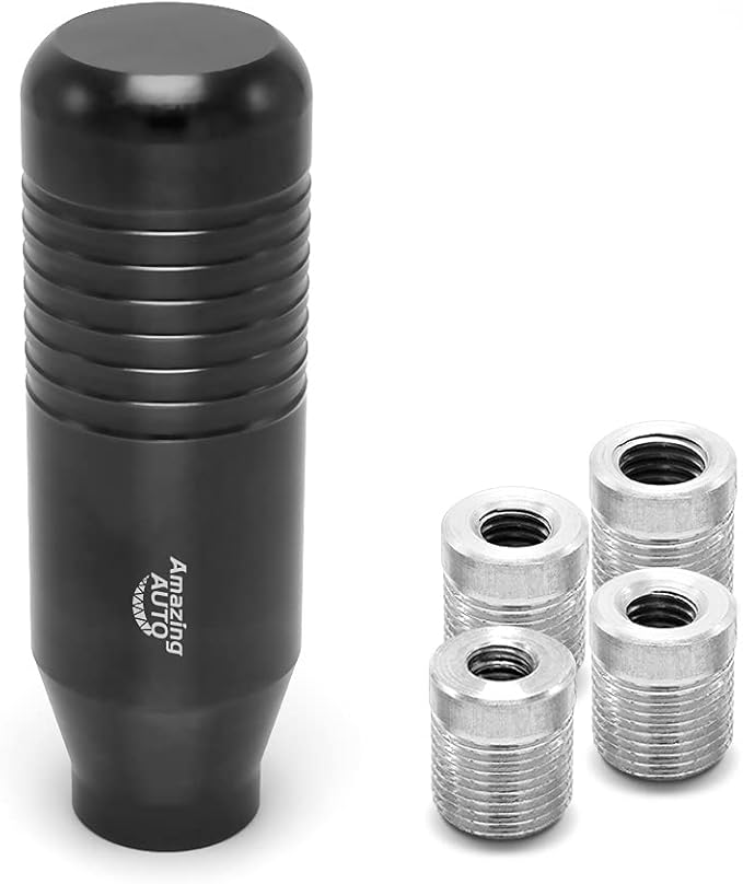 (Black) Manual Universal Automatic Gear Shifter Shift Knobs with 4 Adapters Fit Compatible with Manual Cars Most Automatic Cars