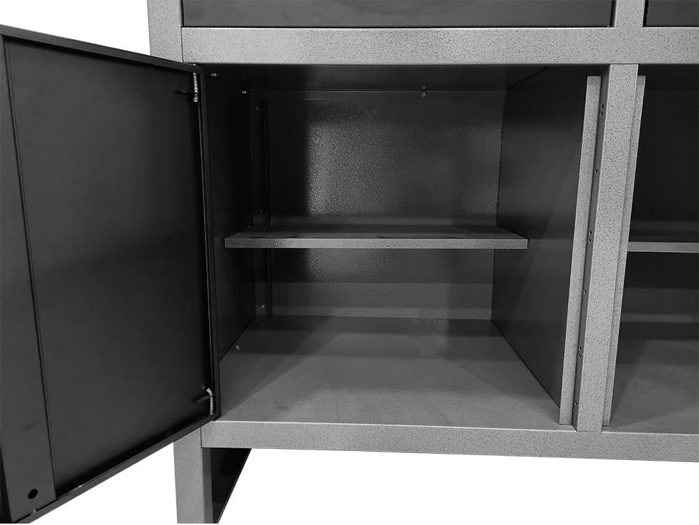 JZD Garage Tool Storage Cabinet System with Wood Worktop, for Maintenance Rooms, Auto Repair Shops