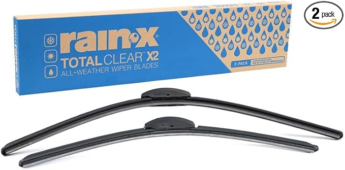 Rain-X 810330 Total Clear Beam Wiper Blades 26" & 16" Windshield Wipers for All-Weather Performance, Rubber Squeegee for Smooth Clean Wipe & Quiet Operation - 2 Pack Value