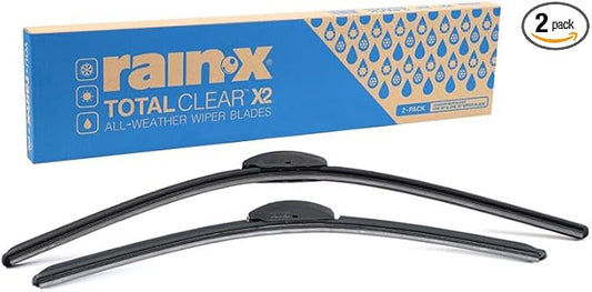 Rain-X 810334 Total Clear Beam Wiper Blades 24" & 18" Windshield Wipers for All-Weather Performance, Rubber Squeegee for Smooth Clean Wipe & Quiet Operation - 2 Pack Value