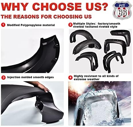 PIT66 Fender Flares, Compatible with 2009-2014 Ford F150 Styleside(NOT For Platinum and Raptor models), Black Factory Style Wheel Flares Set, 4 Pcs