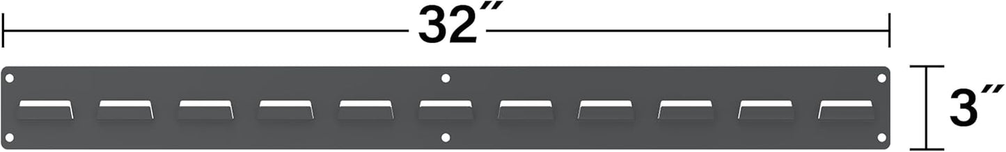 Akro-Mils 30632 Heavy Duty Wall Mount Garage Storage Steel Louvered Rail | Wall Storage Bin Hanging Organizer System for AkroBins, 32-Inch W x 3-Inch H, 2-Pack, Grey