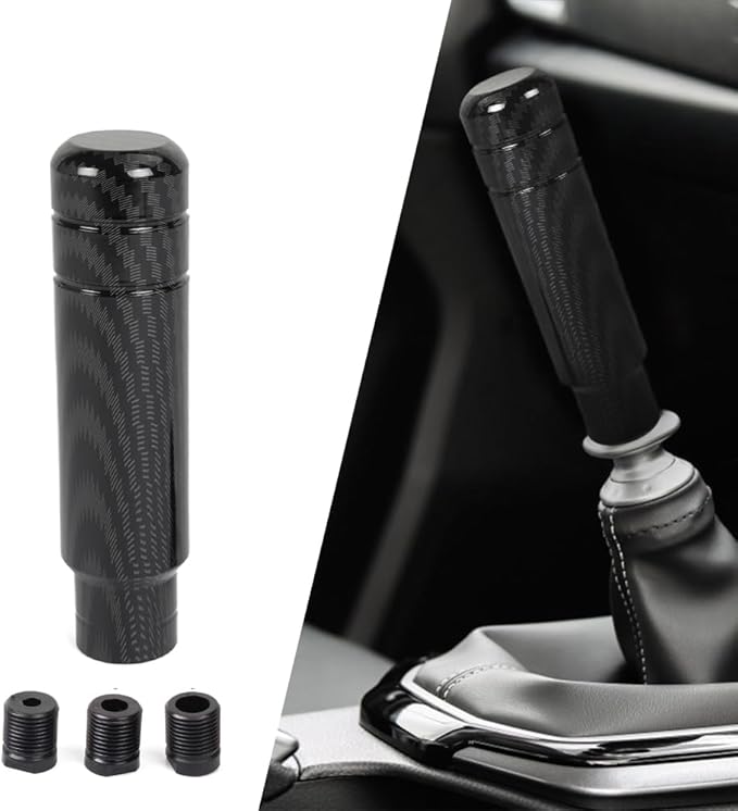 BARTOO Aluminum Alloy Heavy Weighted Shifter Knob, 5" Auto Gear Shift Knob, Car Gear Lever Stick Shifter Handle,with 3 Threaded Adapters M8 M10 M12,Fit Most Automatic Manual Vehicle(Carbon Fiber)