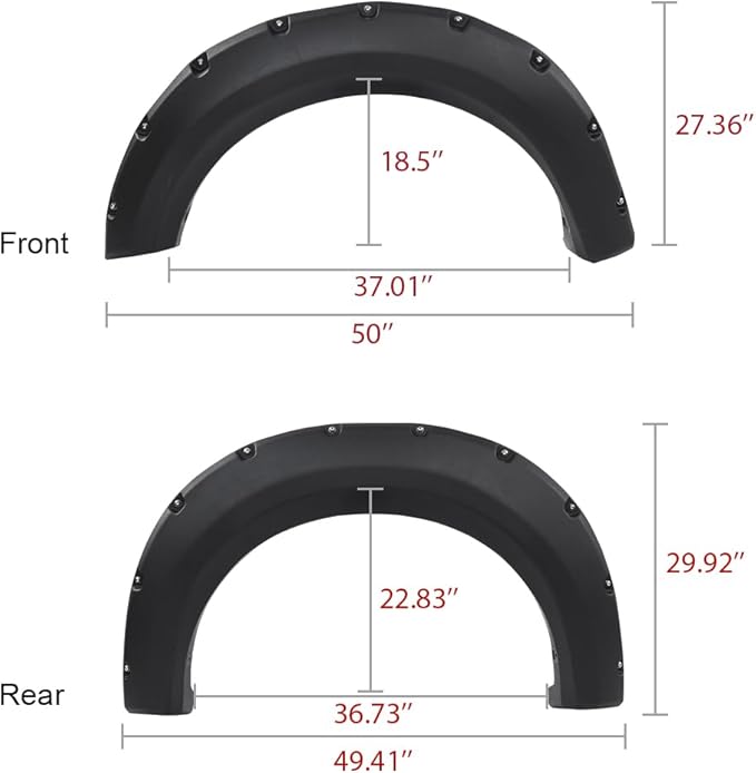 4PCS Fender Flares Fit for 2009-2014 Ford F150 Styleside w/ 67.0"/78.8"/97.4" Bed Length,Wheel Trim Cover Accessories Pocket Riveted Textured FO1269100, FO1268100, 9L3Z16038B, 9L3Z16038A, 9L3Z16039B