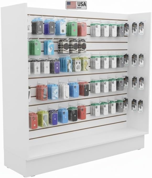 WISDOMFUR H-Unit Slatwall Gondola Display – 4 ft White Freestanding Retail Fixture for Merchandising, Store Displays & Showrooms