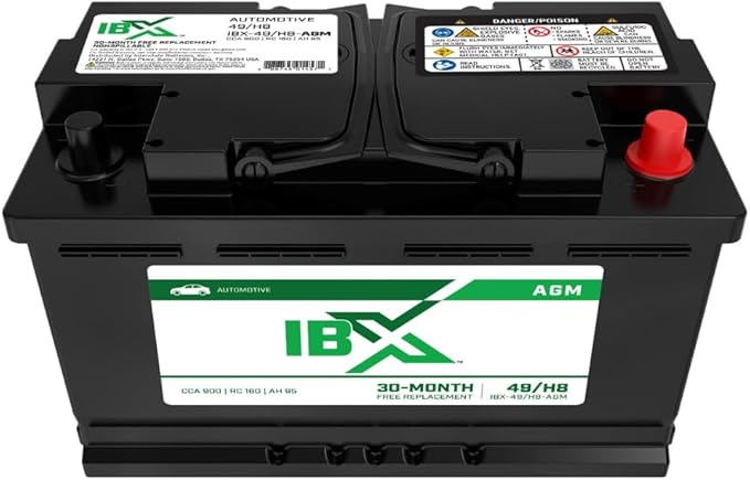 Interstate Batteries IBX Automotive Battery 12V 95Ah (Group Size H8, 49) 900CCA SLI AGM Auto Replacement Battery for Cars, SUVs, Sedans, Trucks (IBX-49/H8-AGM)