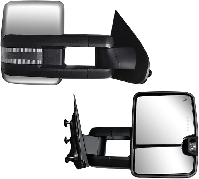 Towing Mirrors Compatible for 2014-2018 for Chevy Silverado GMC Sierra Rear View Mirrors Chrome cap with Power Heated Turn Signal Light (Set of 2)