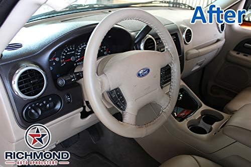 Richmond Auto Upholstery - Genuine Leather Steering Wheel Cover, Compatible with 2003-2006 Ford Expedition Eddie Bauer XLT & Limited, Tan
