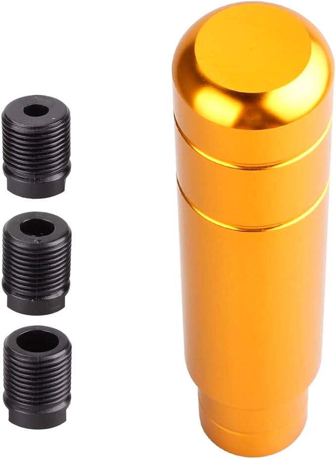 BARTOO Aluminum Weighted Manual Shift knobs, Long Stick Shift Knob Gear Shifter Knobs, Car Accessories Lever Cover Head Universal Shifter Knobs with 3 Threaded Adapters (Gold)
