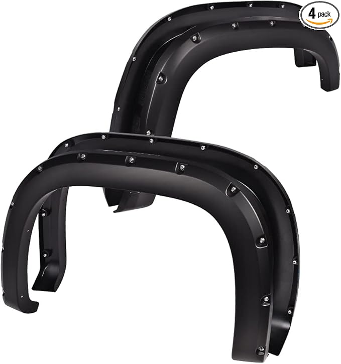 G-PLUS Fender Flares, Compatible with 2007 2008 2009 2010 2011 2012 2013 GMC Sierra 1500, Smooth Matte Pocket Riveted Style Wheel Flares, 4 Pcs