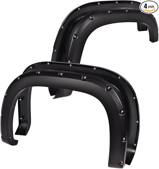 G-PLUS Fender Flares, Compatible with 2007 2008 2009 2010 2011 2012 2013 GMC Sierra 1500, Smooth Matte Pocket Riveted Style Wheel Flares, 4 Pcs
