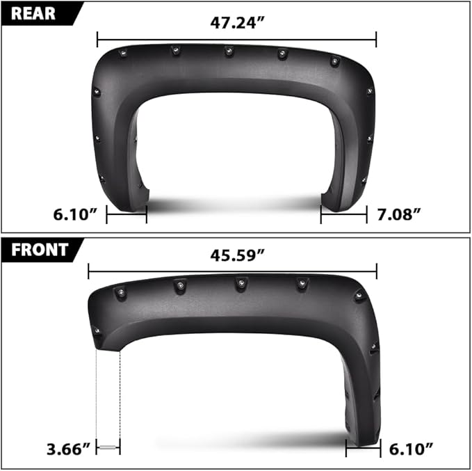 G-PLUS Wheel Cover Fender Flares Compatible with 2007-2013 Chevy Silverado 1500/2007-2014 Chevy Silverado 2500HD 3500HD 78.0"/97.6" Long Bed Fleetside New Body Style,Textured[Not Fit Gmc Sierra]