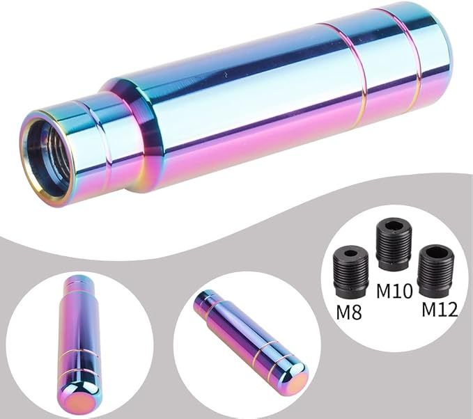 BARTOO Aluminum Alloy Heavy Weighted Shifter Knob, 5" Auto Gear Shift Knob, Car Gear Lever Stick Shifter Handle,with 3 Threaded Adapters M8 M10 M12,Fit Most Automatic Manual Vehicle(Neo)