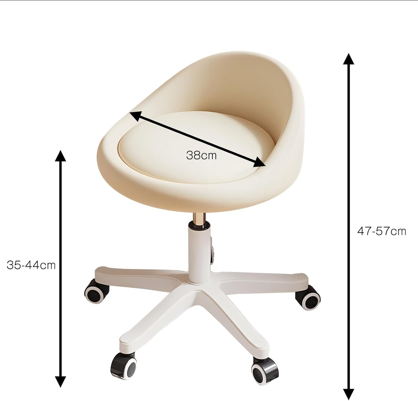 Rolling Stool Rolling Hydraulic Salon Stool with Low Backrest - Adjustable Swivel Chair for SPA, Shop, Salon, Massage, or Medical Office Beige-a