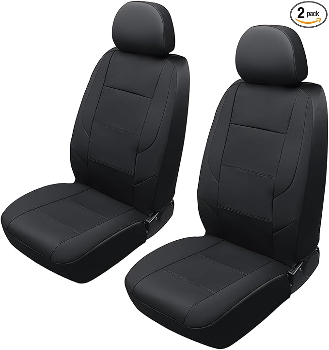 GIANT PANDA Front Car Seat Cover for Jeep Wrangler JK (2007-2018),Leather Bucket Seat Covers Custom Fit Jeep Accessories (Black) 2-Pack