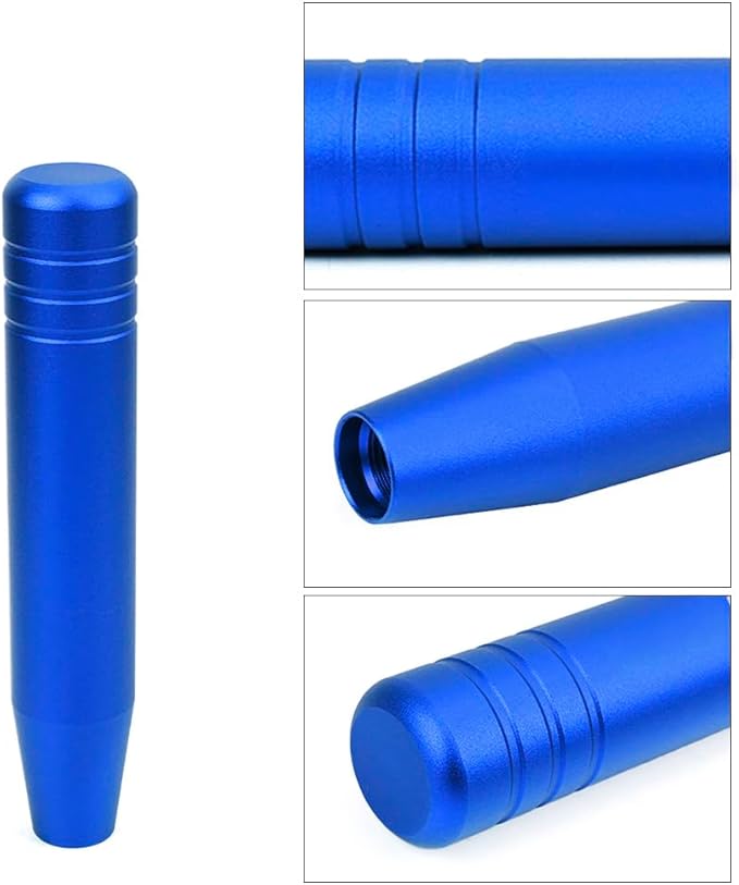 muge racing Universal Shift Knob with M8/M10/M12 x 1.25 Adapters, Heavy Duty Gear Shifter Handle for Most Vehicles, Easy Installation, Aluminum Alloy Non-Slip Grip, 7.09 Inch, Blue