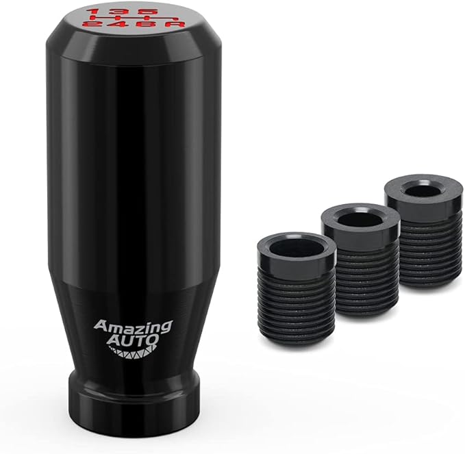 （Black） Racing JDM Type-R Style 6 Speed Manual Universal Gear Shift Knobs Fit Compatible with Mazda Tacoma STi Nismo 2004 Honda Accord Subaru Honda