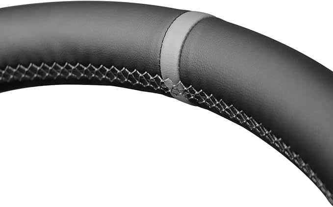 MEWANT DIY Hand Stitch on Black Genuine Leather Steering Wheel Wrap for Ford F-150 2021-2023 / F-150 Lightning 2022-2023