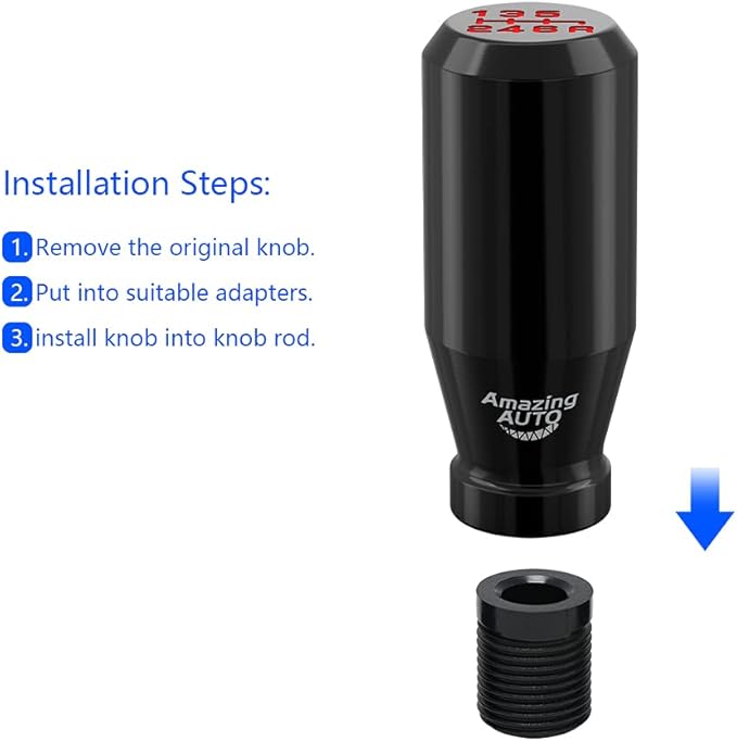 （Black） Racing JDM Type-R Style 6 Speed Manual Universal Gear Shift Knobs Fit Compatible with Mazda Tacoma STi Nismo 2004 Honda Accord Subaru Honda