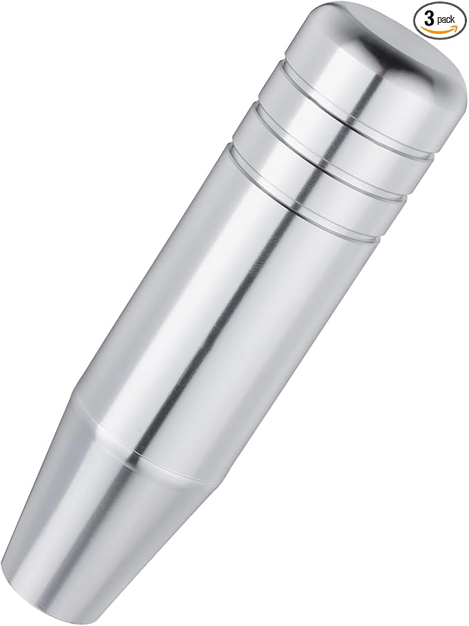 Abfer 5" Heavy Weighted Shifter Knob, Aluminum Alloy Car Gear Lever Stick Shift Handle Fit Most Automatic Manual Vehicle (Silver)