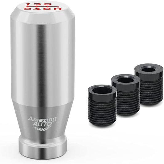 （Silver） Racing JDM Type-R Style 6 Speed Manual Universal Gear Shift Knobs Fit Compatible with Mazda Tacoma STi Nismo 2004 Honda Accord Subaru