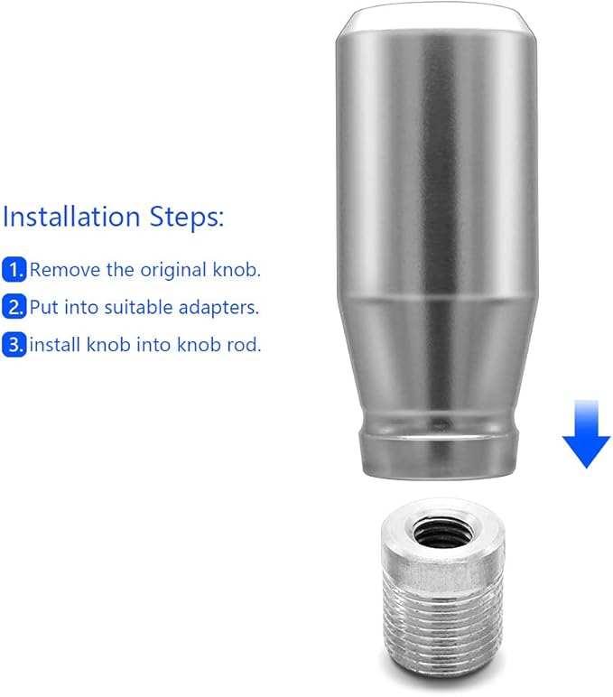 (Sliver) 5 Speed Weighted Manual Universal Automatic Gear Shifter Shift Knobs with 4 Adapters Fit Compatible with Manual Cars Most Automatic Cars