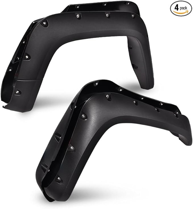 DOTCOM Fender Flares,Compatible with 2007-2014 Toyota FJ Cruiser,Paintable Matte Pocket Wheel Arch Cover Trim,Textured Riveted Style 4PCS