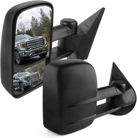 DWVO Tow Mirrors Fit for 2007-2013 Chevy Silverado/GMC Sierra/Tahoe/Suburban/Avalanche/Yukon XL, 2014 Silverado/Sierra 2500HD 3500HD, Electric Heated Folding Side View, Left & Right Towing Mirror