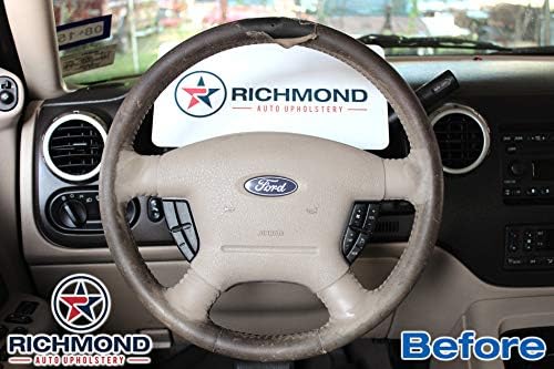 Richmond Auto Upholstery - Genuine Leather Steering Wheel Cover, Compatible with 2003-2006 Ford Expedition Eddie Bauer XLT & Limited, Tan
