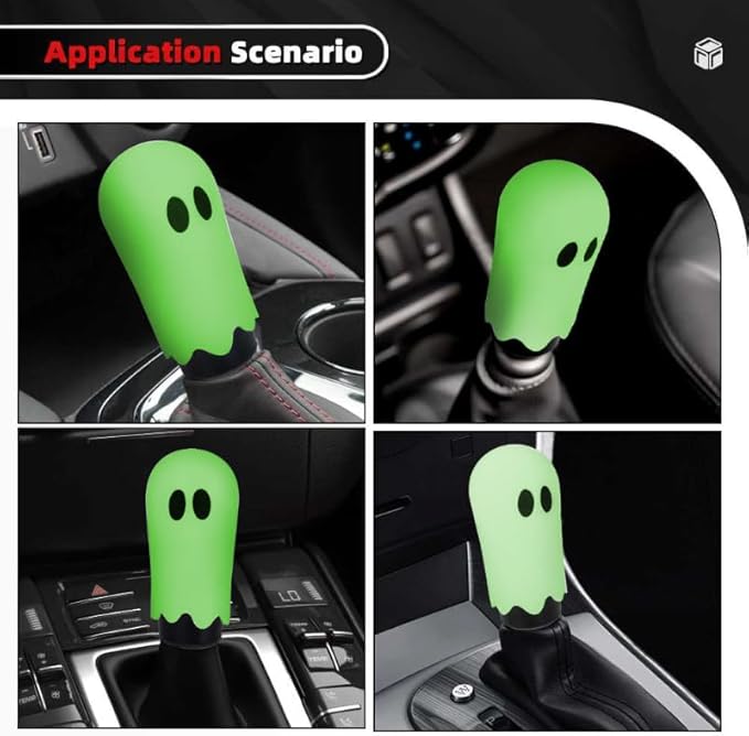 Glow Ghost Shift Knob -Night Glow Design Gear-Shift-knobs Universal Gear Knob / 3 Adapters (M8x1.25/M10x1.5/M12x1.25) Cool Automotive Car Accessories Gift for Man