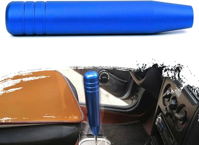 muge racing Universal Shift Knob with M8/M10/M12 x 1.25 Adapters, Heavy Duty Gear Shifter Handle for Most Vehicles, Easy Installation, Aluminum Alloy Non-Slip Grip, 7.09 Inch, Blue
