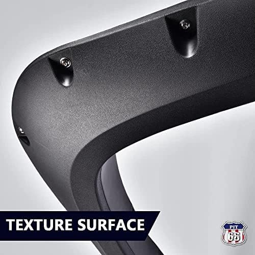 PIT66 Fender Flares, Compatible with Ford F250 F350 Super Duty 2011-2016(NOT for Dually Models), Rugged Textured Black Pocket Riveted Style Wheel Flares 4 PCS