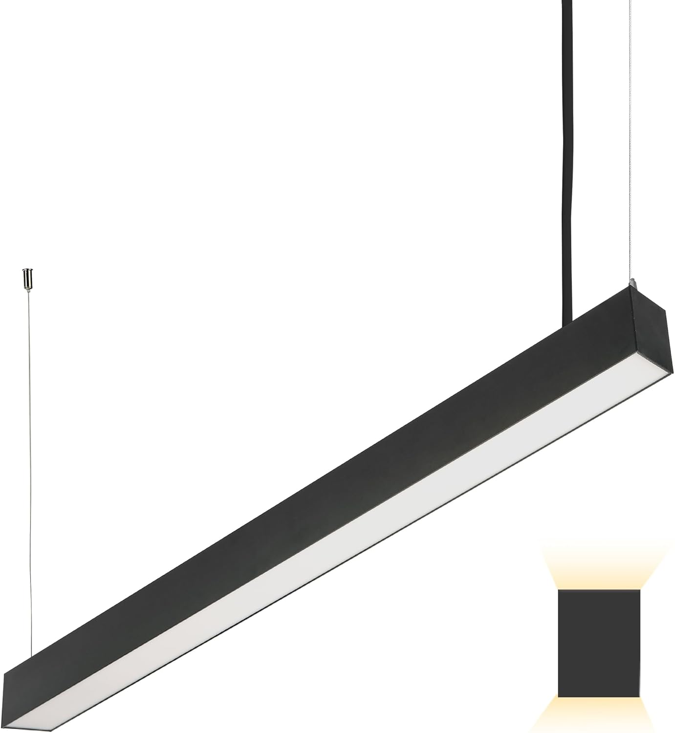 Maxxima 4 ft. LED Black Linear Light, Up and Down Adjustable Light Output, 3 CCT 3500K/4000K/5000K, Commercial and Residential 36W Suspension Pendant, Ideal for Office, Home, Shop, Garage, School