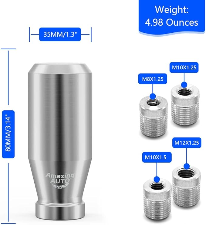 (Silver) 6 Speed Weighted Manual Universal Automatic Gear Shifter Shift Knobs Compatible with Manual Cars Most Automatic Cars