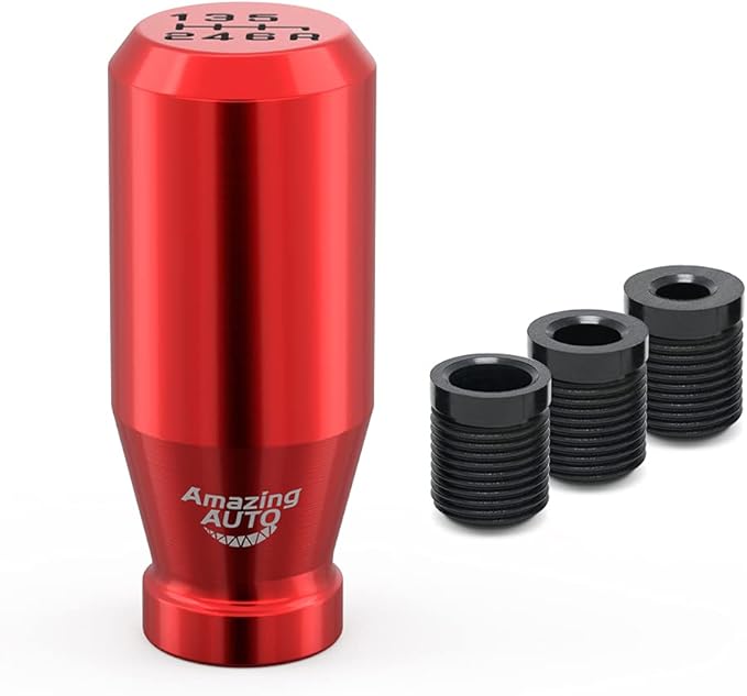 （Red Racing JDM Type-R Style 6 Speed Manual Universal Gear Shift Knobs Fit Compatible with Mazda Tacoma STi Nismo 2004 Honda Accord Subaru