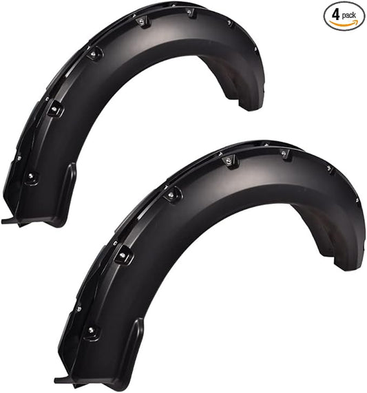 CHEDA Pocket-Rivet Wheel Fender Flares, Compatible with 2015 2016 2017 Ford F150, VFL3Z-16268-B, Smooth Black