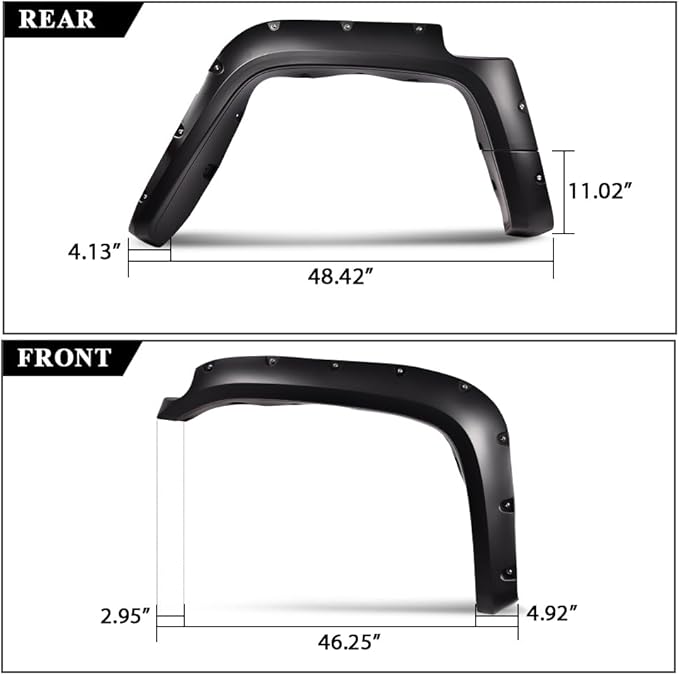 DOTCOM Fender Flares Wheel Cover,Fit 2007-2014 Toyota FJ Cruiser,Paintable Matte Pocket Wheel Arch Cover Trim,Smooth Riveted Style 4PCS Front & Rear